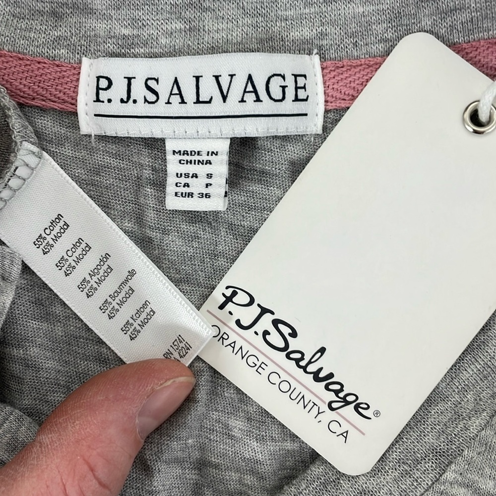 PJ Salvage Pajama Top Womens S Small NWT Grey Short Sleeve V-Neck - Picture 12 of 14